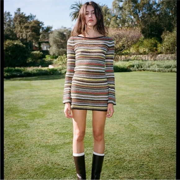 Realisation Par The Olivia Sunset Stripe Multicolor Knit Mini Dress XS EUC - Picture 1 of 6